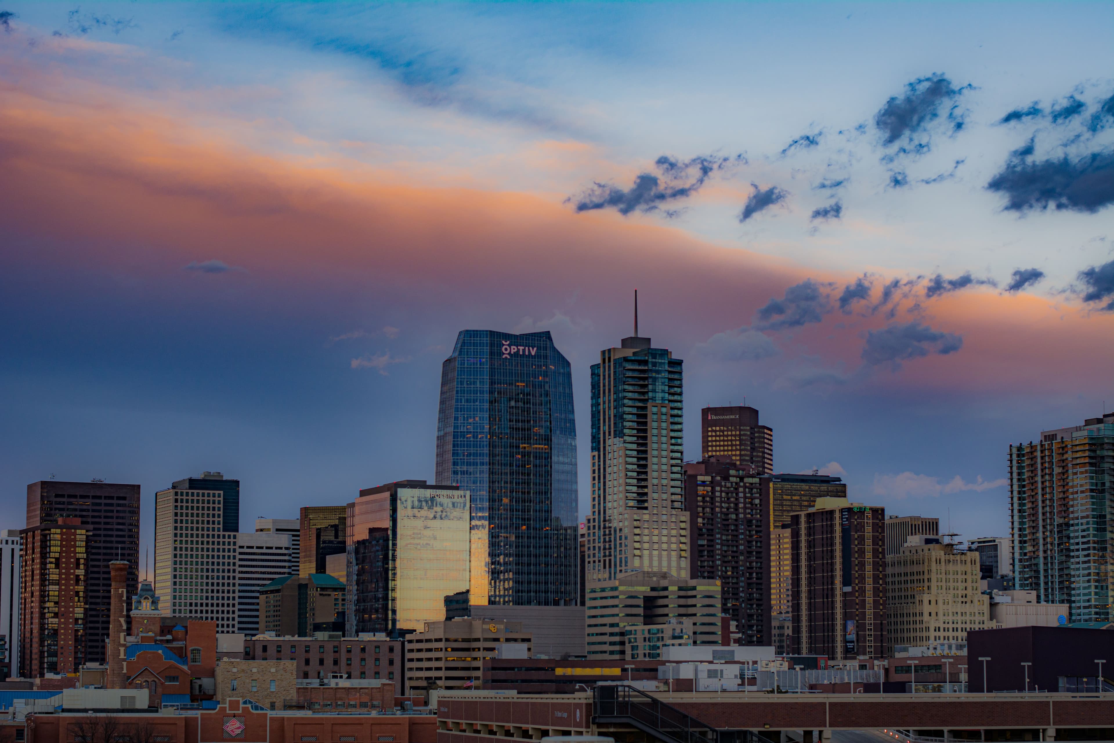 Downtown Denver skyline at dusk